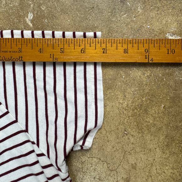 Ralph Lauren Sport Y2K Women’s XL Striped V-Neck T-Shirt Burgundy‎ White - Picture 11 of 11